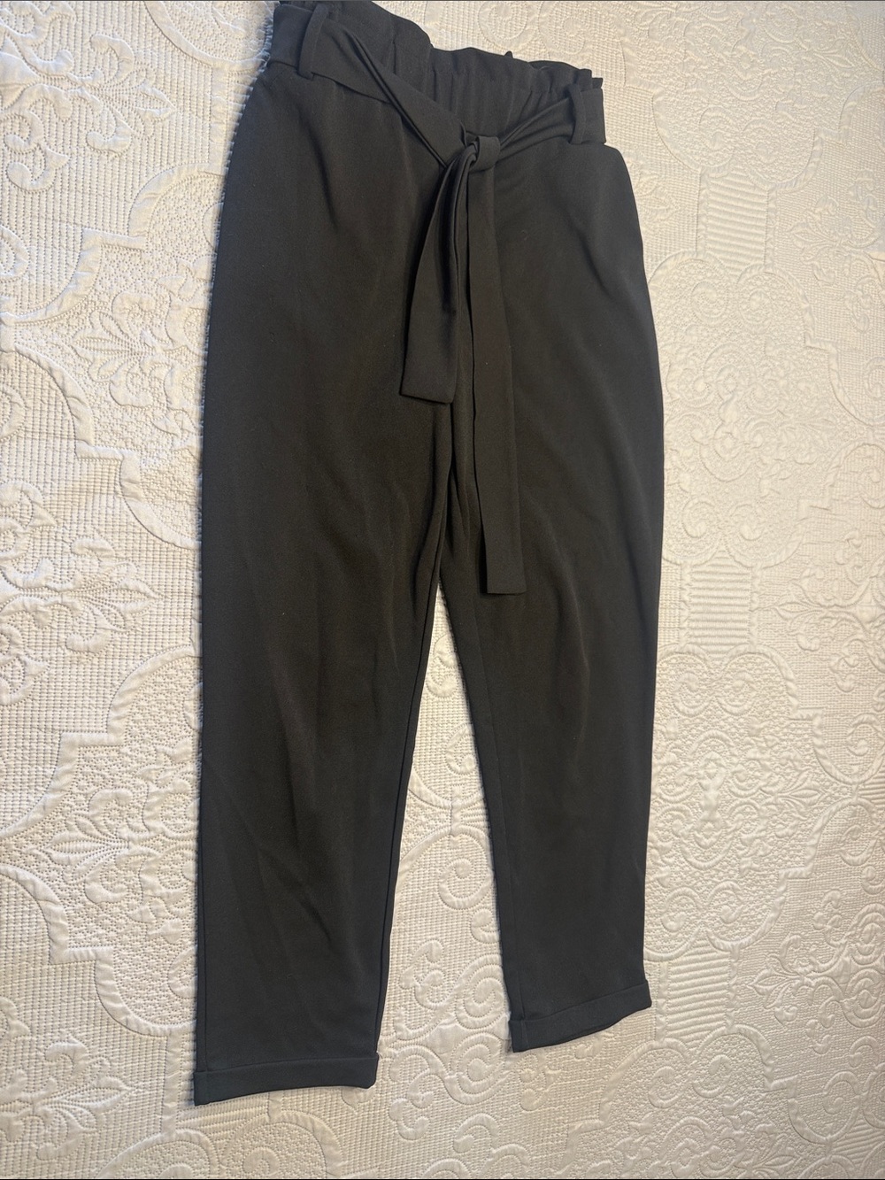 Maurices Black Paperbag Waist Tie Ankle Pants